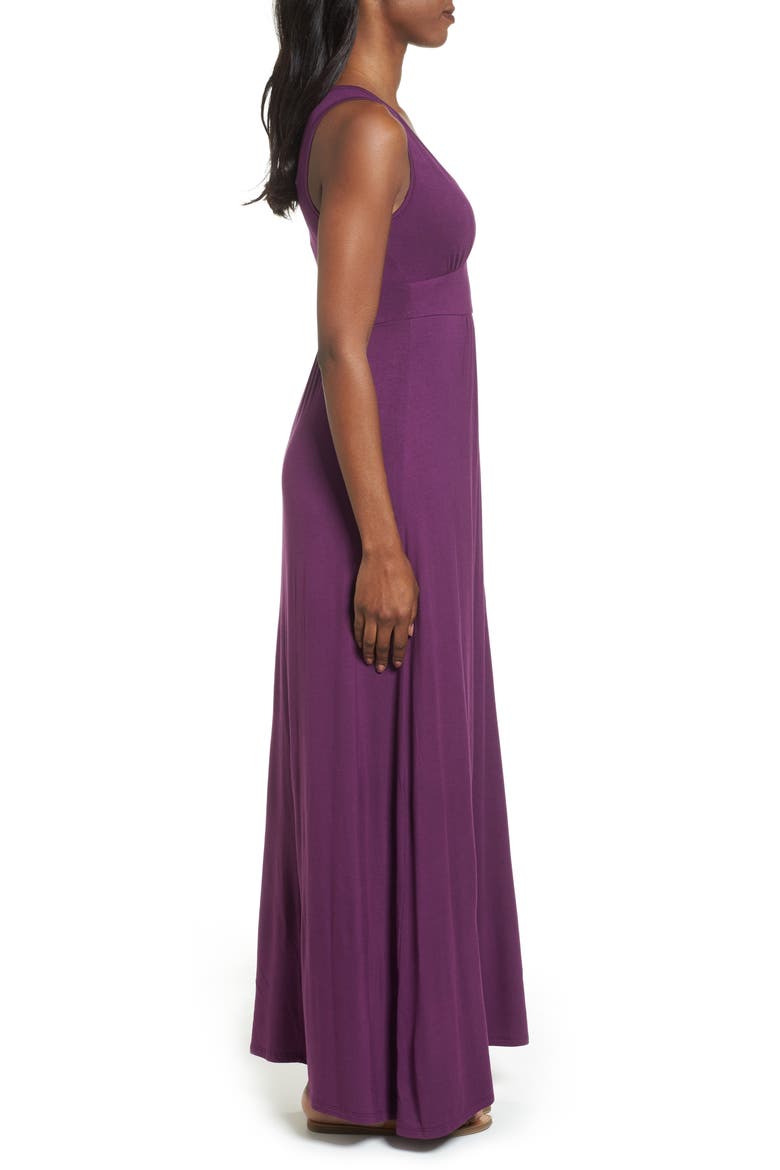 V-Neck Jersey Maxi Dress, Alternate, color, PURPLE DARK