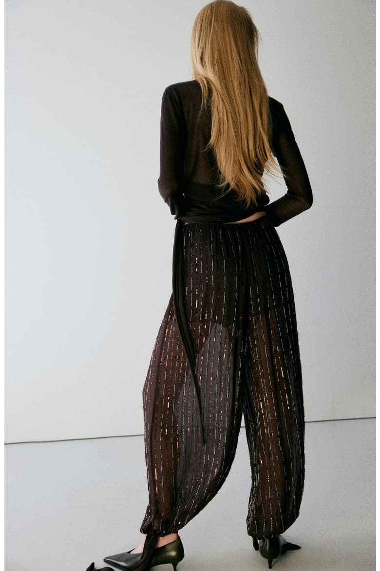 Sequin Harem Pants, Alternate, color, BROWN