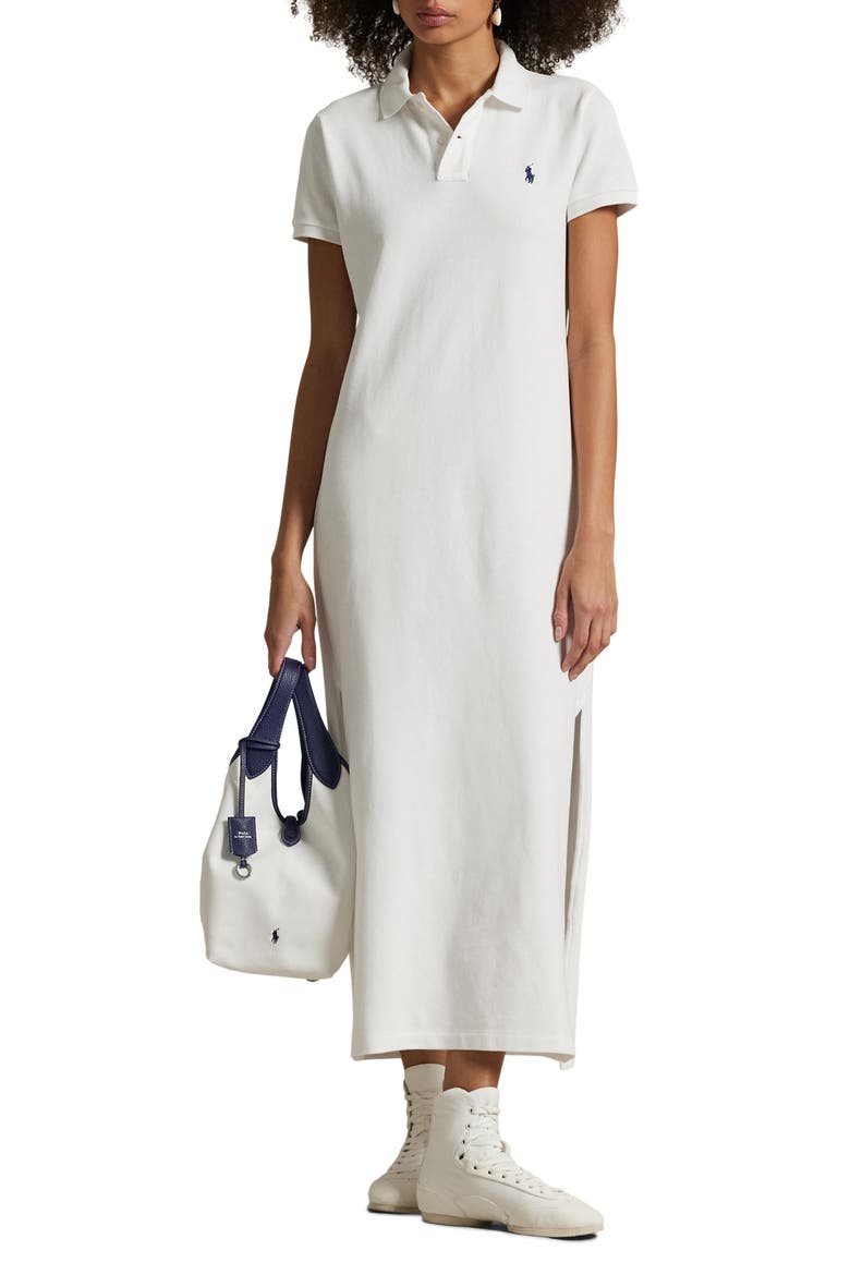 Cotton Polo Dress, Main, color, WHITE