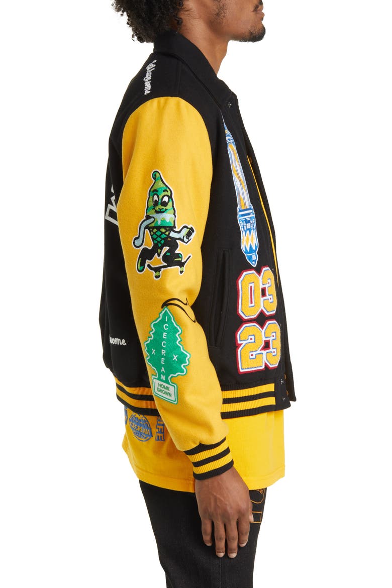 Dollar Sign Varsity Jacket, Alternate, color, BLACK