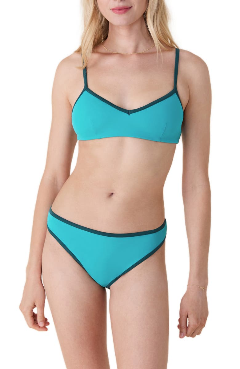 Andie The Bells Bikini Top, Alternate, color, Cyan