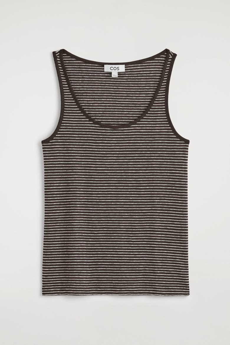 Linen-jersey Tank Top, Alternate, color, BROWN / WHITE / STRIPED