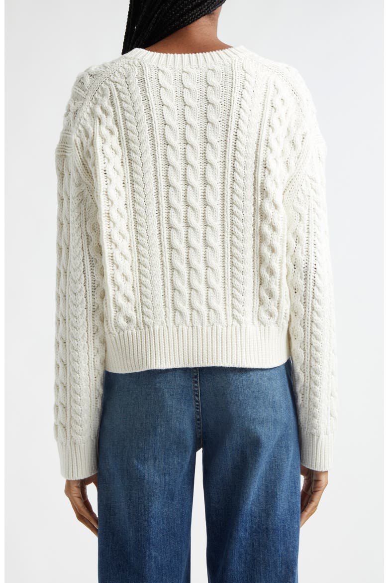 Rory Cable Cotton Crewneck Sweater, Alternate, color, IVORY