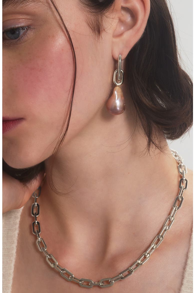 Octagon Chain Necklace, Alternate, color, SILVER