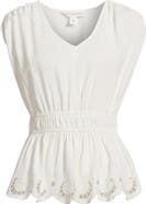 Treasure & Bond Eyelet Hem Peplum Top