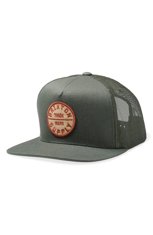 Brixton Oath MP Snapback Trucker Hat in Olive Surplus/Olive Surplus 