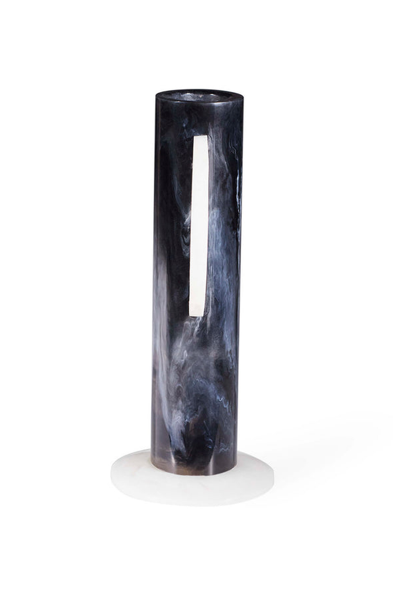 Como Cylinder Vase, Alternate, color, Black / White Marble