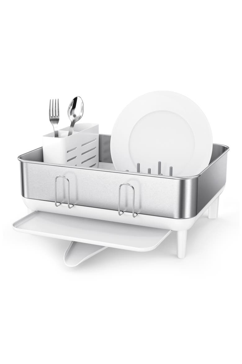 Compact Steel Frame Dish Rack, Alternate, color, WHITE