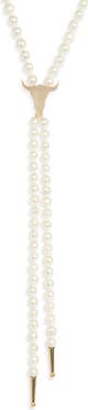 Established Genuine Cultured Pearl Steer Head Bolo Necklace