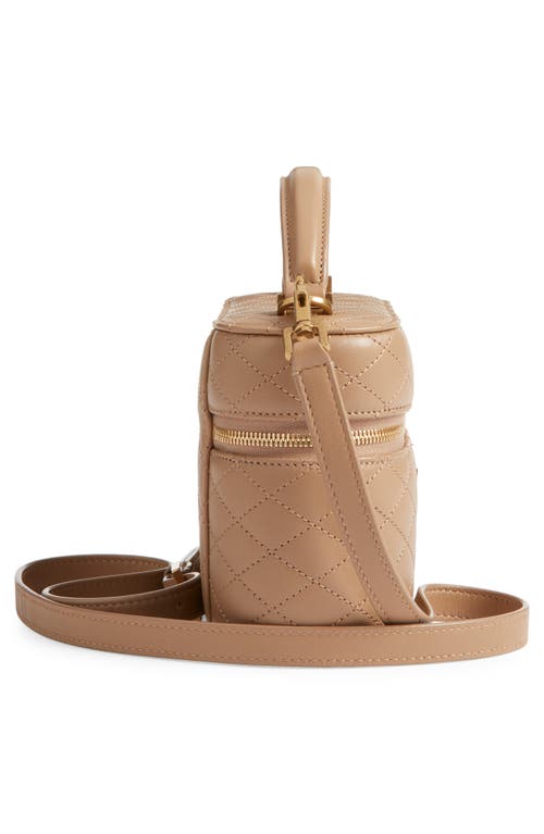 Saint Laurent Mini Gaby Quilted Leather Vanity Case In Brown