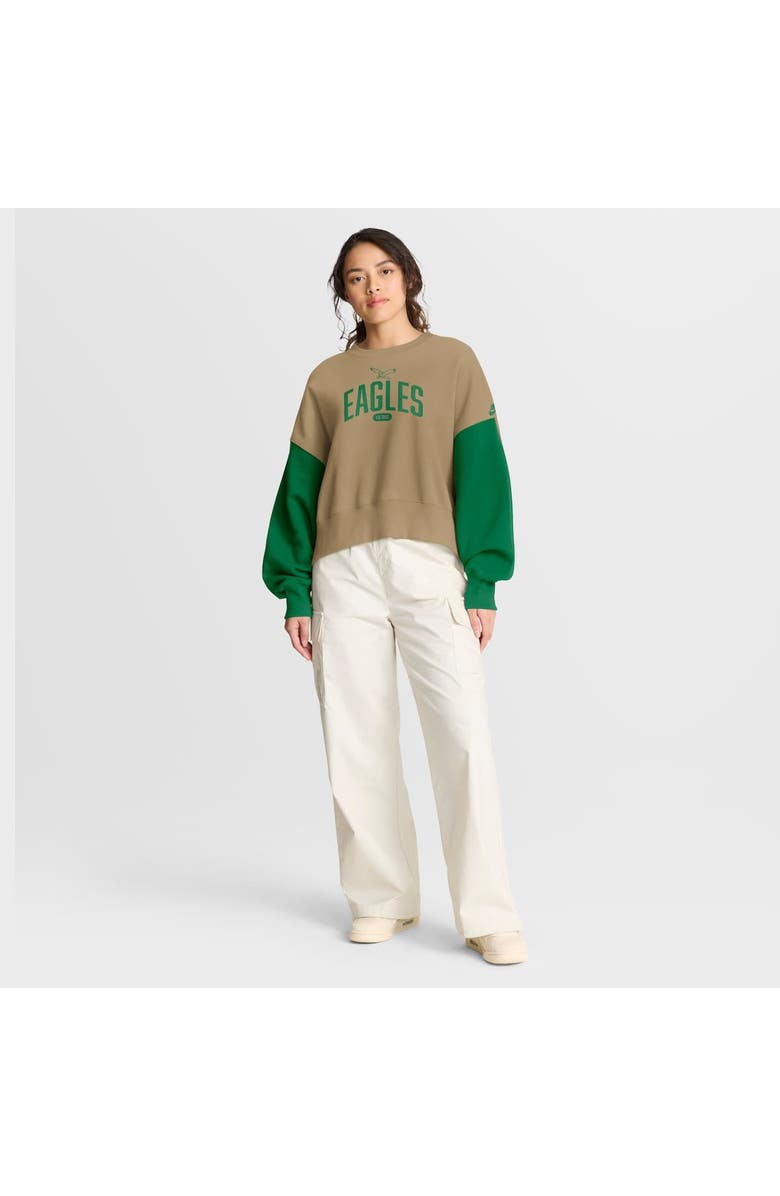 Nike Women's Nike Tan Philadelphia Eagles Oversized Rewind Pullover Sweatshirt, Alternate, color, Tan