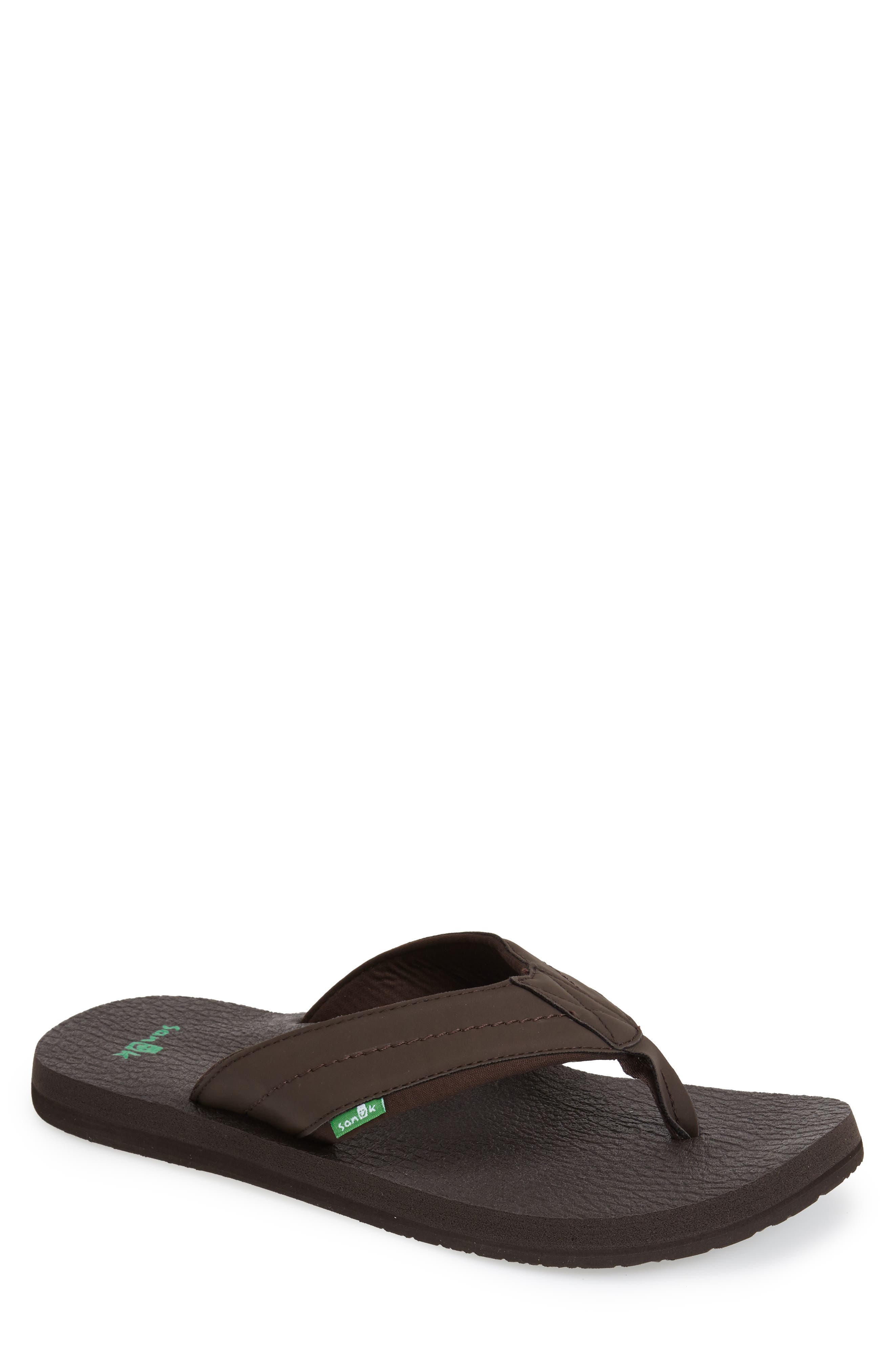 Beer Cozy 2 Flip Flop, Alternate, color, BROWN
