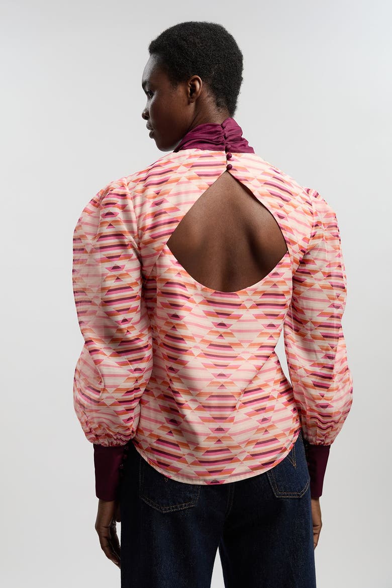 Long Sleeve Pussybow Blouse, Alternate, color, Multi