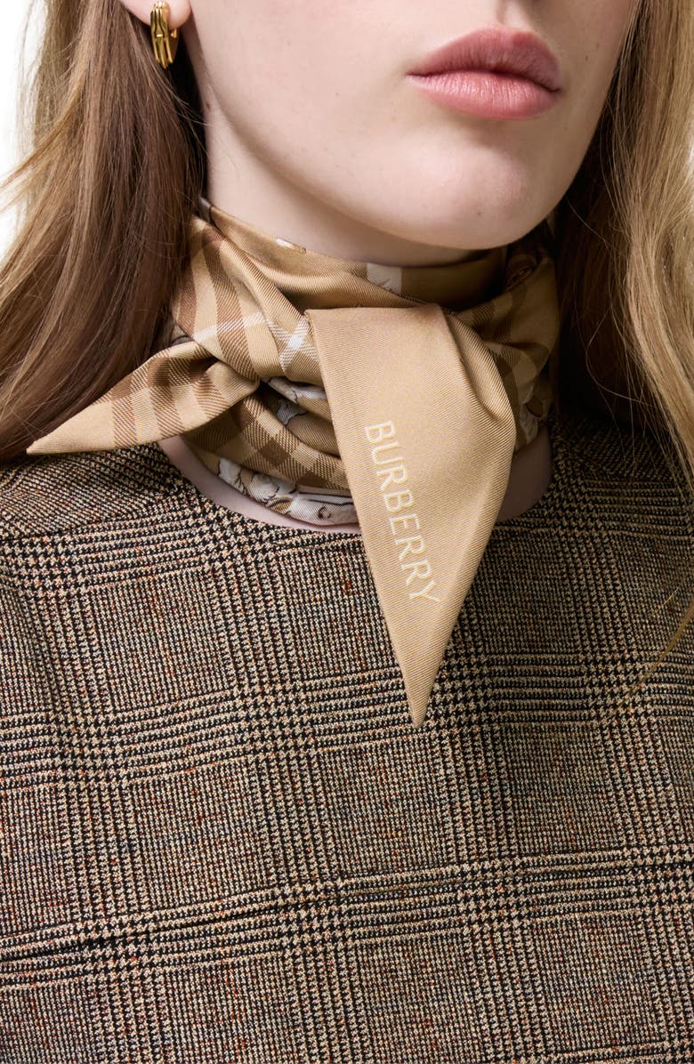 Burberry Archive Knight Skinny Silk Scarf, Alternate, color, Finch Beige
