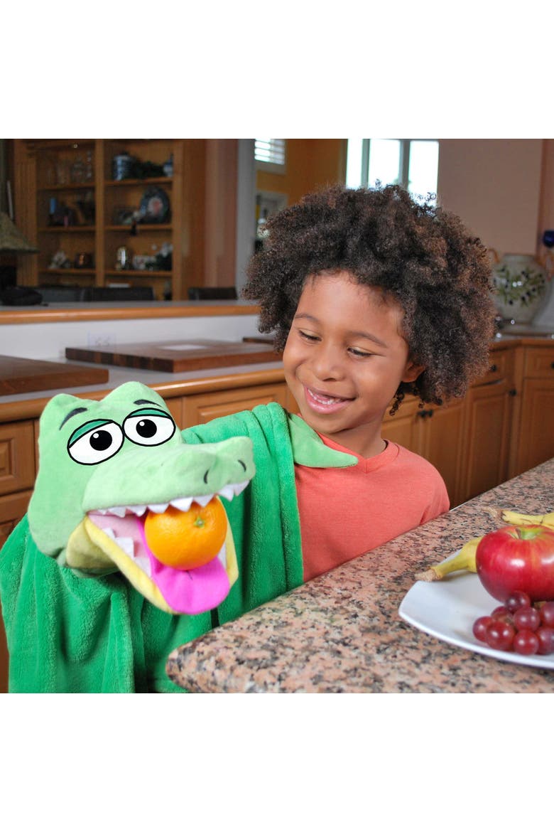 Gator Green, 2 in 1 Plush Puppet & Blanket, Alternate, color, Multicolored