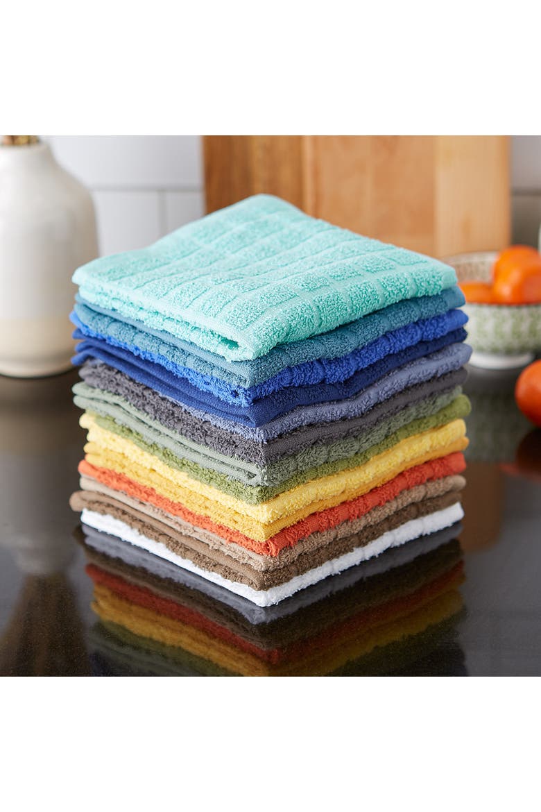Solid Windowpane Terry Dishcloth Set/6, Alternate, color, Black