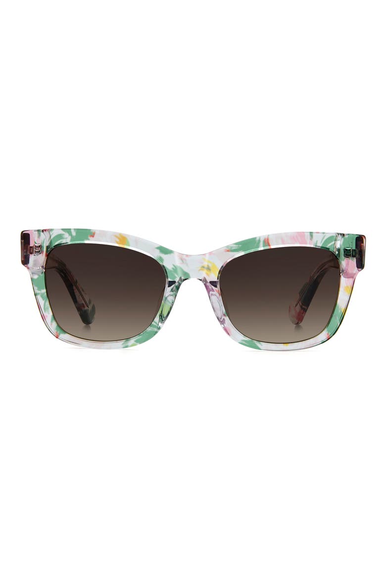 dee 51mm gradient square sunglasses, Main, color, CRYSTAL PATTERN/ BROWN