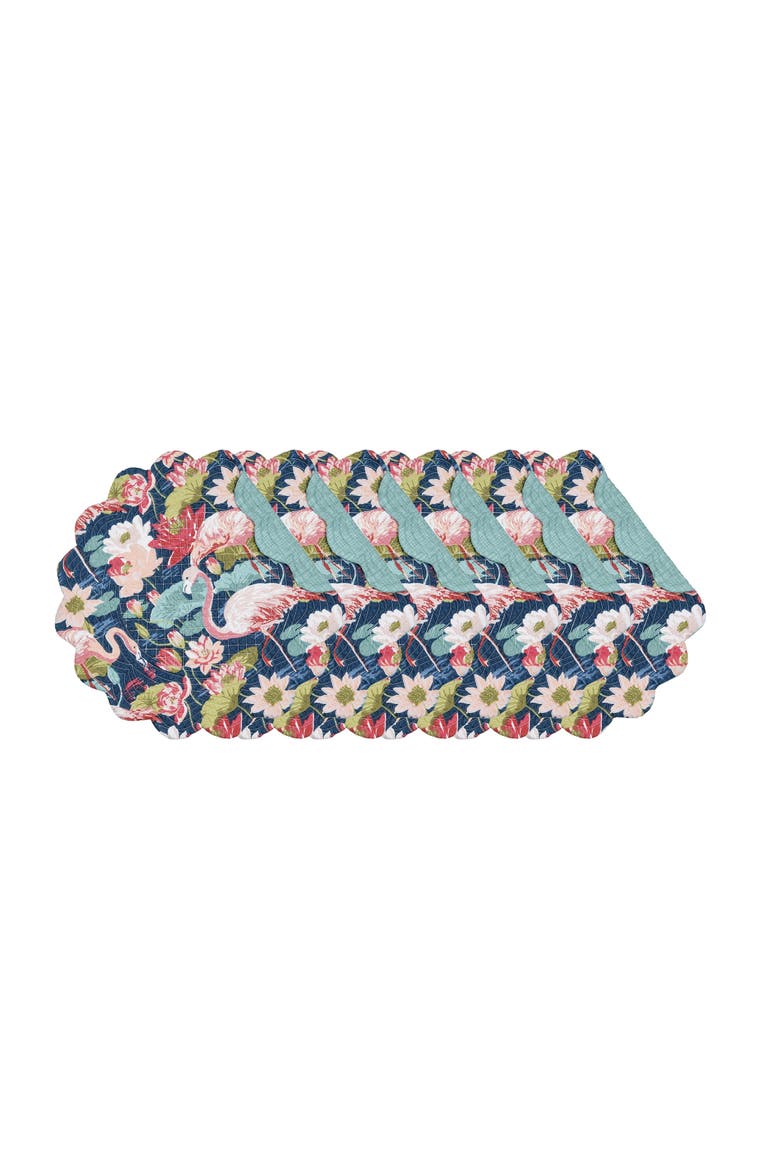 Flamingo Lagoon Placemats Set of 6, 17", Alternate, color, Blue