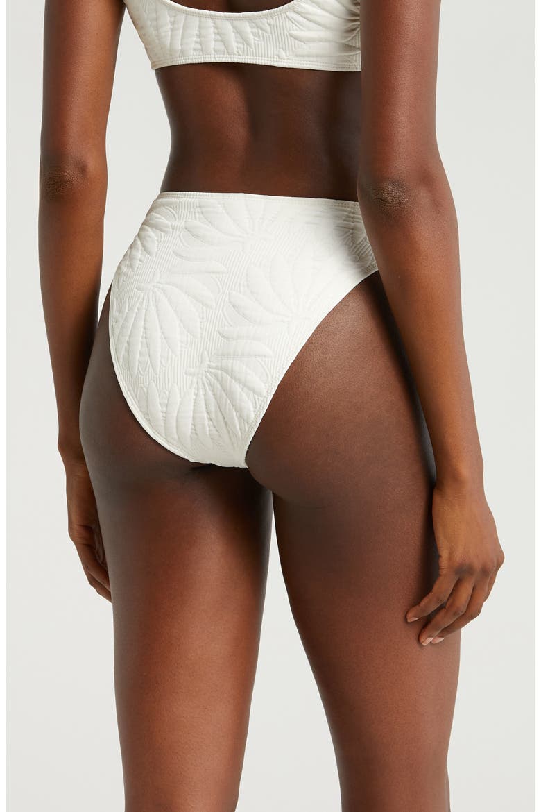 Banana Matelasse High Waist Bikini Bottoms, Alternate, color, OFF-WHITE