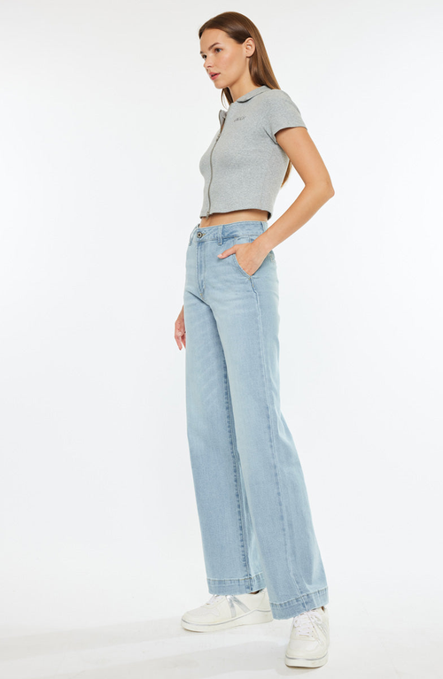 Kancan Celine Ultra High Rise Wide Leg Jeans In Blue