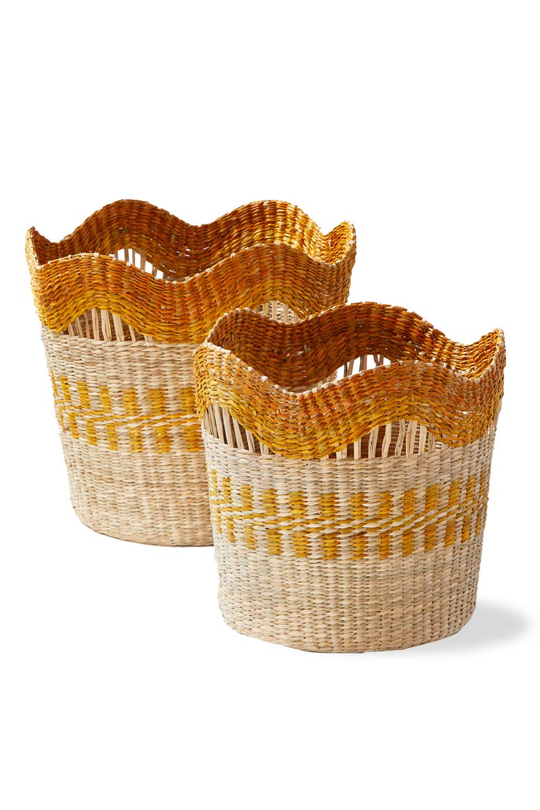 Scallop Basket S/2 Orange Multi Sea Grass Summer, Main, color, Orange