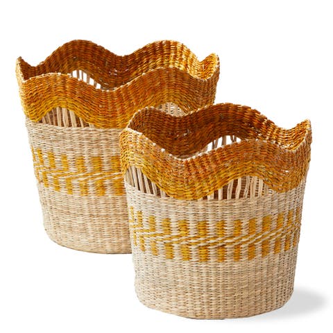 Scallop Basket S/2 Orange Multi Sea Grass Summer
