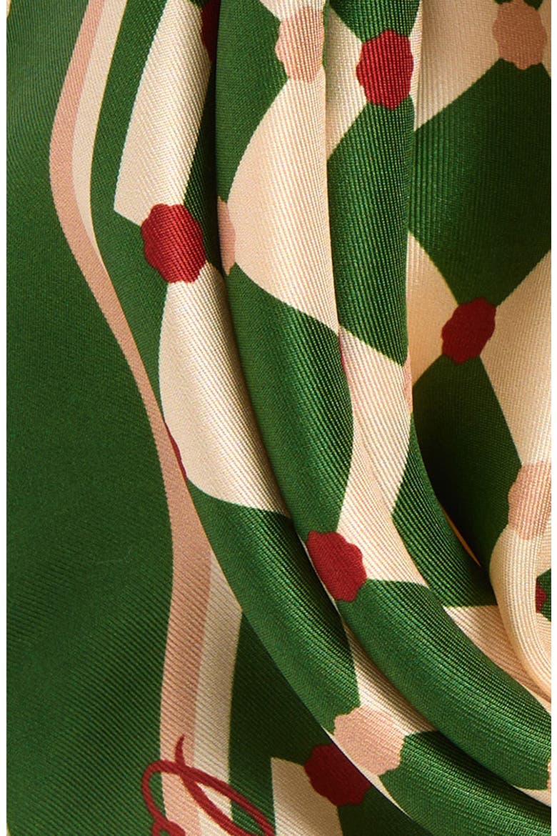 Checkerboard Silk Square Bandana, Alternate, color, GREEN