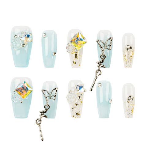 3H Luxury Handmade Press-on Nails - Crystal Butterfly