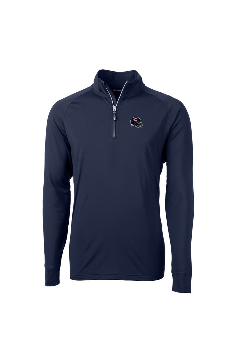Cutter & Buck Men's Cutter & Buck  Navy Chicago Bears Helmet Adapt Eco Knit Stretch Recycled Quarter-Zip Pullover Top, Alternate, color, Navy