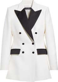 Dolce&Gabbana Contrast Detail Double Breasted Wool Blend Blazer