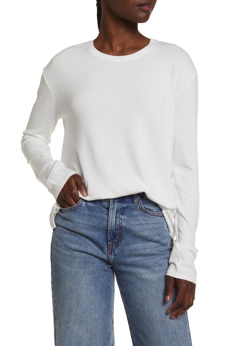 The Knit Long Sleeve T-Shirt, Main, color, WHT
