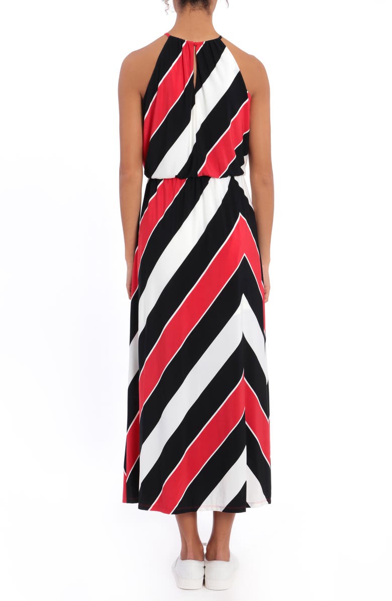 London Times Striped Blouson Halter Maxi Dress, Alternate, color,