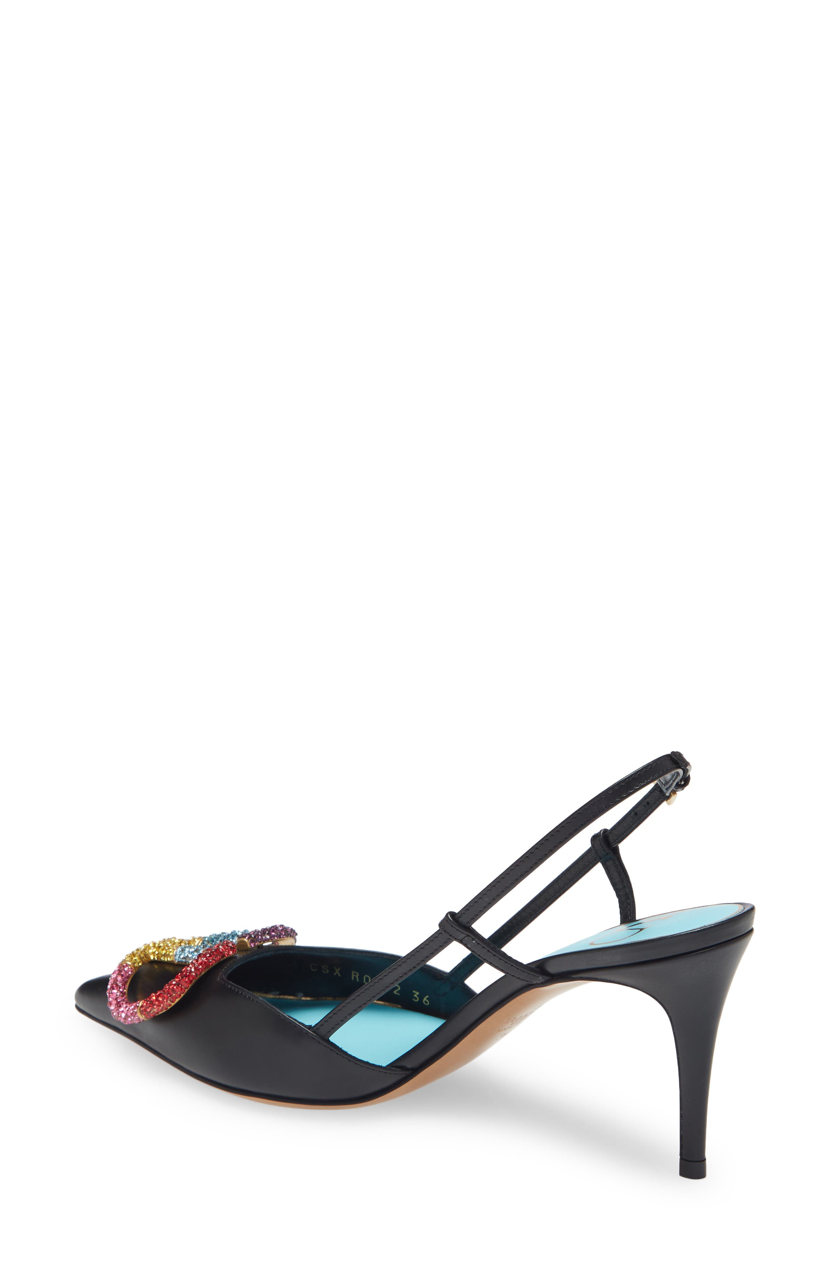 Valentino Garavani Rainbow Crystal VLOGO Pointed Toe Slingback Sandal, Alternate, color, 