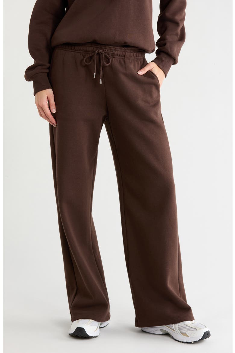 Fleece Wide Leg Pants, Main, color, BROWN COFFEE
