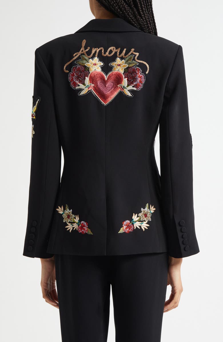 Cinq à Sept Cheyenne Western Americana Appliqué Scrunched Blazer, Alternate, color, Black/ Multi