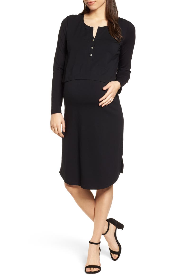 The Signature Nursing/Maternity Dress, Main, color, CAVIAR BLACK