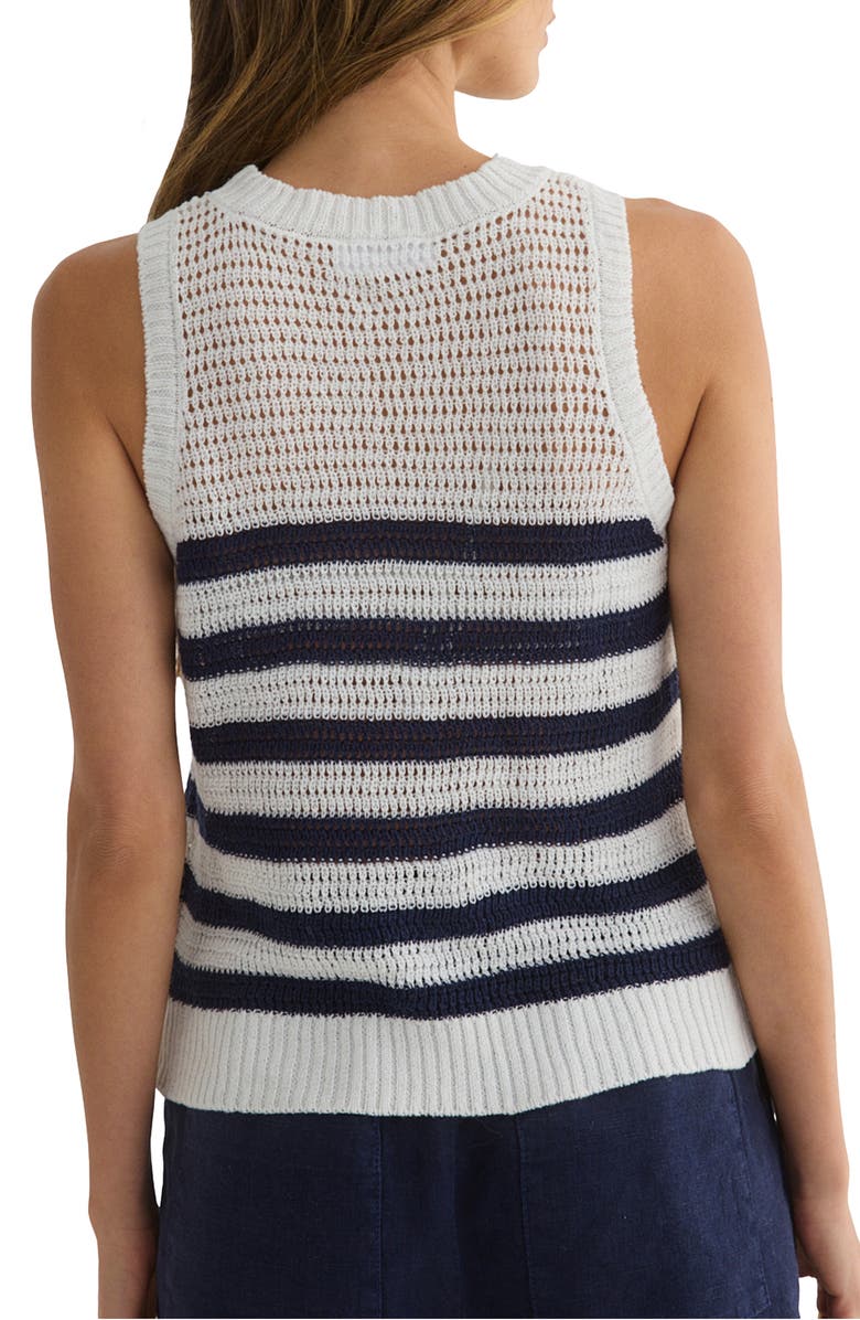Bella Dahl Placed Stripe Linen & Cotton Sleeveless Sweater, Alternate, color, 
