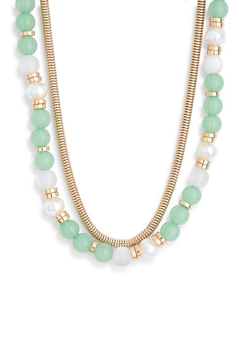 Layered Chain & Bead Necklace