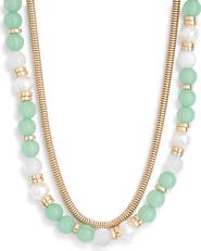 NORDSTROM RACK Layered Chain & Bead Necklace