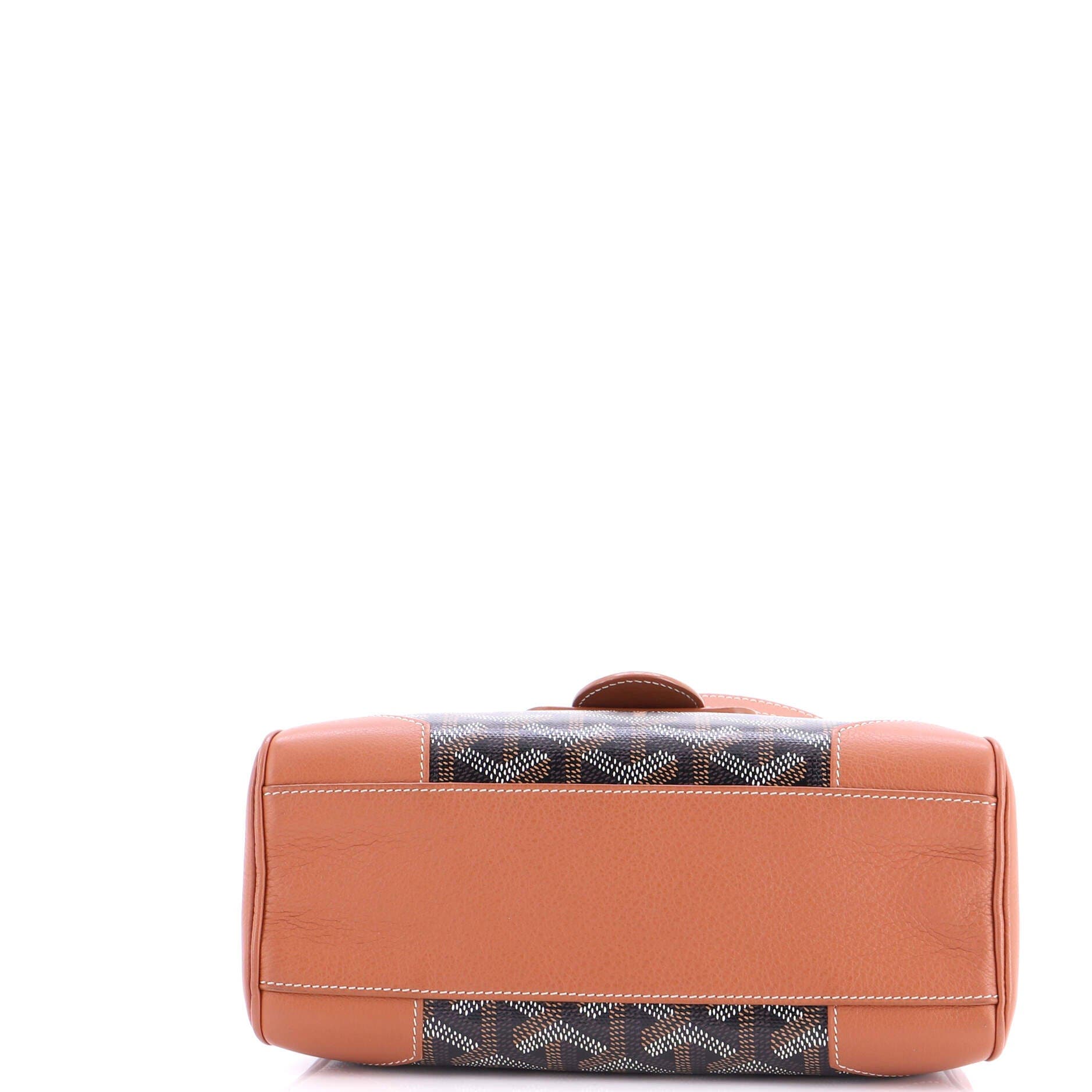 Pre-Owned Goyard Saigon Top Handle Bag Coated Canvas with Leather Mini, Alternate, color, Brown