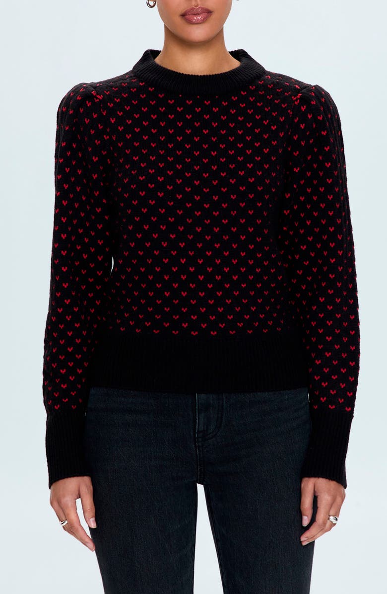 Pistola Coco Heart Jacquard Mock Neck Sweater, Main, color, 