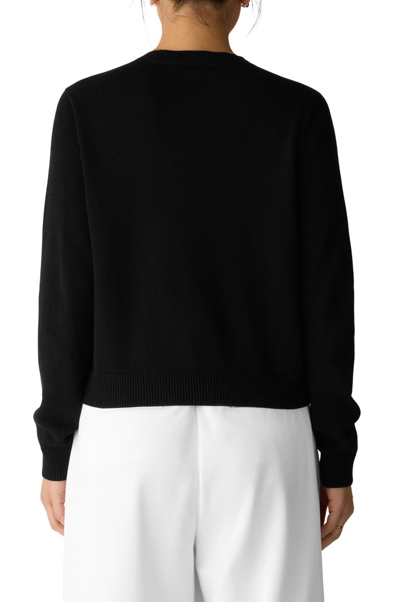 Eileen Fisher Crewneck Organic Cotton Blend Cardigan, Alternate, color, Black