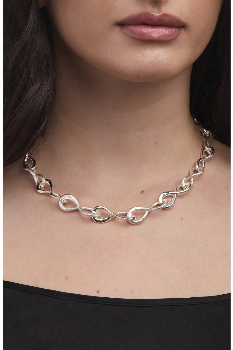 Infinity Link Collar Necklace, Alternate, color, SILVER