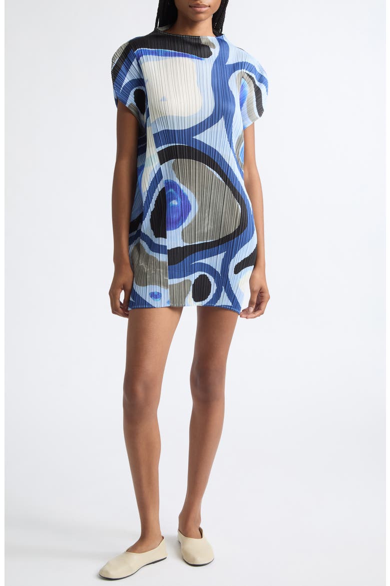 Roll Pleated Dress, Main, color, LIGHT BLUE