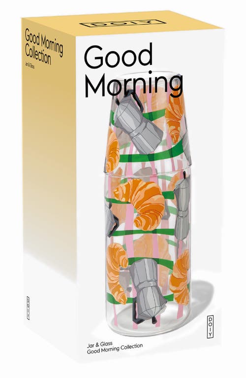 Doiy Good Morning Painted Glass Jar & Cup Set In Multi