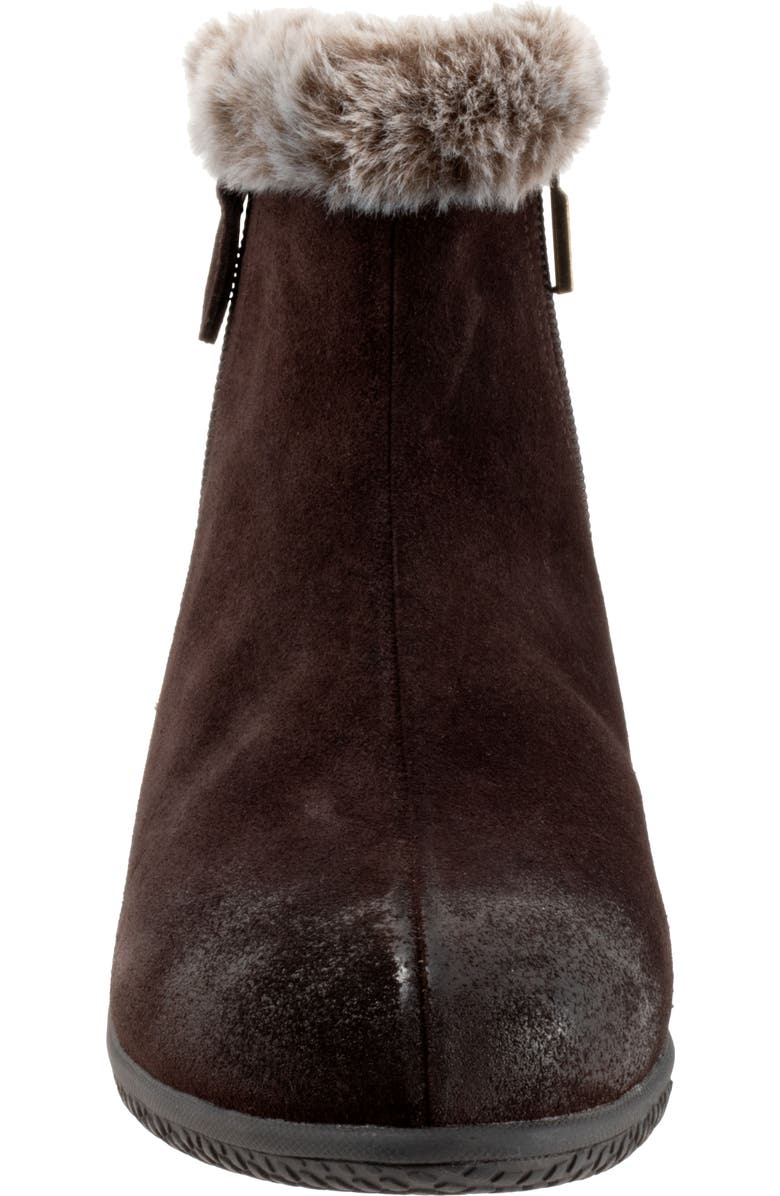 SoftWalk<sup>®</sup> Helena Faux Fur Trim Bootie, Alternate, color, Dark Brown Suede