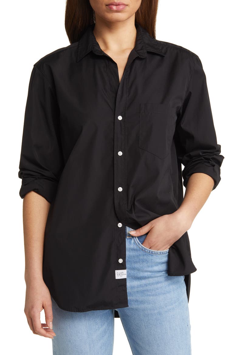 Joedy Cotton Button-Up Shirt, Main, color, BLACK SUPERLUXE