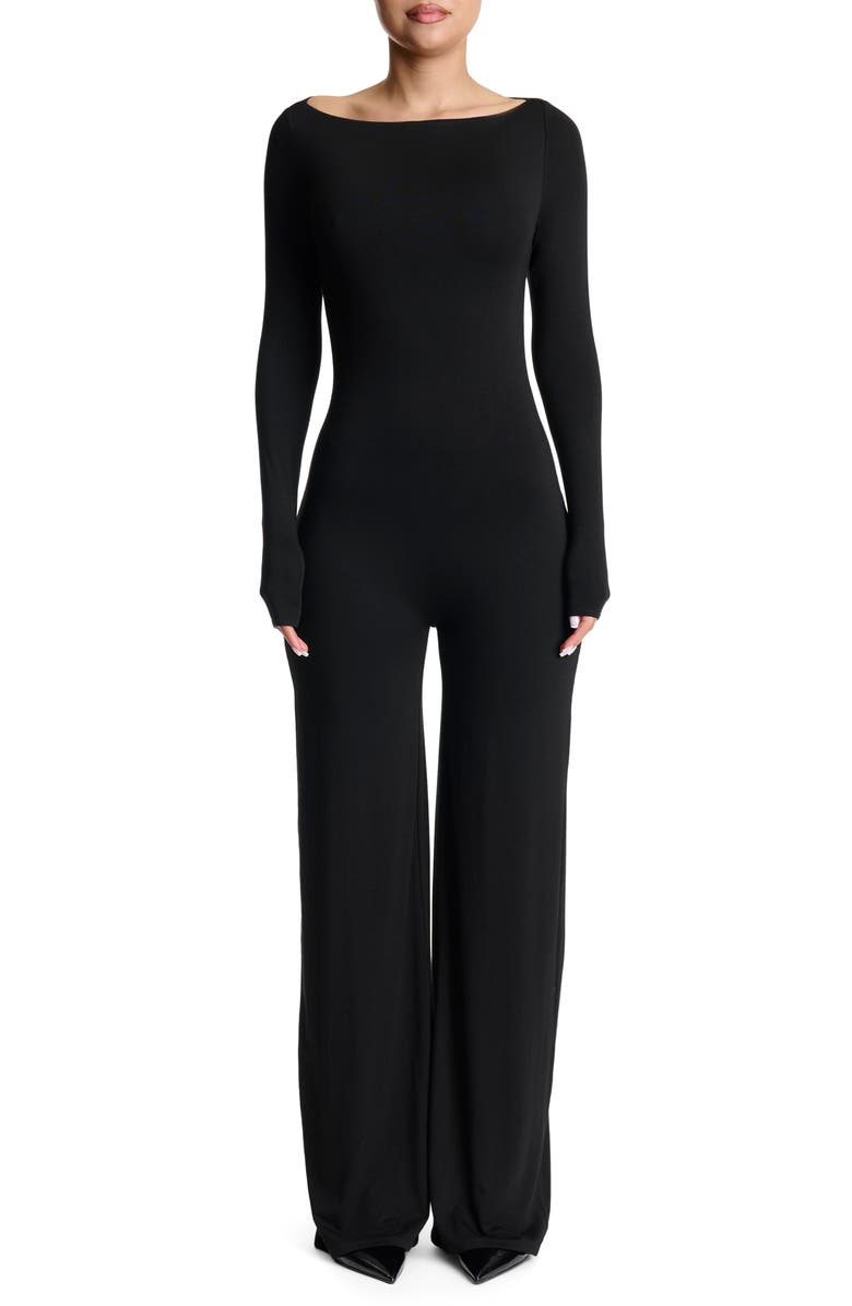 Naked Wardrobe Open Back Long Sleeve Jumpsuit, Main, color, 