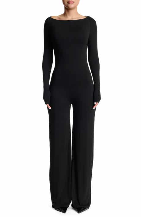 Naked Wardrobe Open Back Long Sleeve Jumpsuit