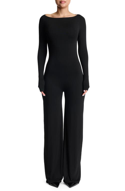 Naked Wardrobe Open Back Long Sleeve Jumpsuit In Black